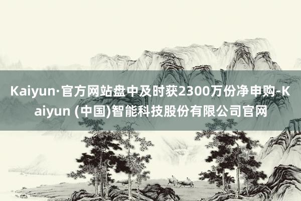 Kaiyun·官方网站盘中及时获2300万份净申购-Kaiy