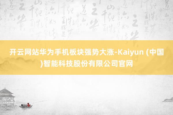 开云网站华为手机板块强势大涨-Kaiyun (中国)智能科技股份有限公司官网