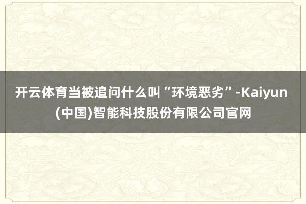 开云体育当被追问什么叫“环境恶劣”-Kaiyun (中国)智